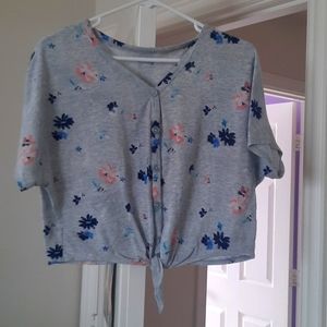 SO Grey Floral Crop Top